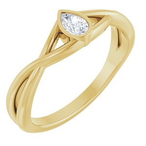 14K Yellow Gold 1/6 CT Natural Diamond Solitaire Ring