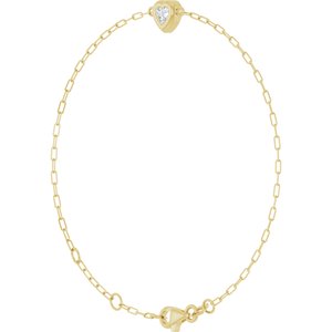 14K Yellow Gold 1/5 CT Natural Diamond Heart 6 1/2-7 1/2" Bracelet – image 2