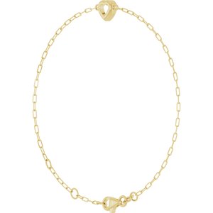 14K Yellow Gold 4 mm Heart Bezel-Set Paperclip Style 6 1/2-7 1/2" Bracelet Mounting – image 4