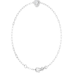 14K White Gold 4 mm Heart Bezel-Set Paperclip Style 6 1/2-7 1/2" Bracelet Mounting – image 3