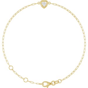 14K Yellow Gold 4 mm Heart Bezel-Set Paperclip Style 6 1/2-7 1/2" Bracelet Mounting