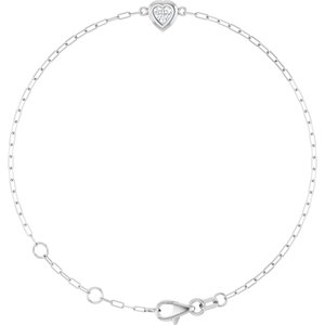 Sterling Silver 4 mm Heart Bezel-Set Paperclip Style 6 1/2-7 1/2" Bracelet Mounting