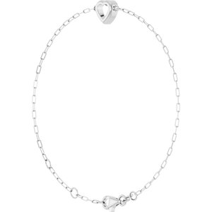 14K White Gold 5 mm Heart Bezel-Set Paperclip Style 6 1/2-7 1/2" Bracelet Mounting – image 4