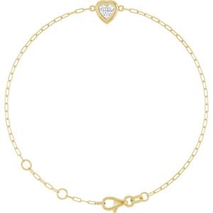 14K Yellow Gold 5 mm Heart Bezel-Set Paperclip Style 6 1/2-7 1/2" Bracelet Mounting