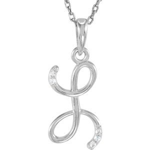 14K White Gold .025 CTW Natural Diamond Initial L 18" Necklace