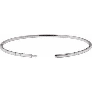 14K White Gold 2 CTW Natural Diamond  Flexible Bangle 7" Bracelet – image 3