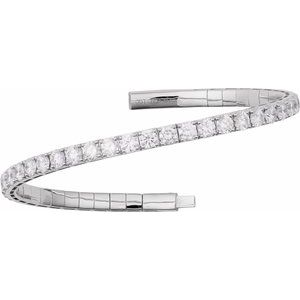 14K White Gold 3 CTW Natural Diamond  Flexible Bangle 7" Bracelet – image 2