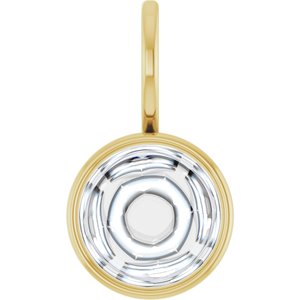 14K Yellow Gold 8 mm Round Cabochon Charm/Pendant Mounting