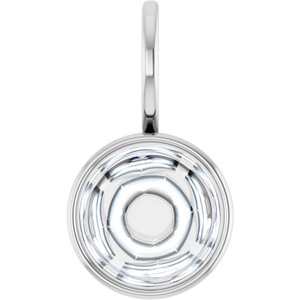 14K White Gold 8 mm Round Cabochon Charm/Pendant Mounting