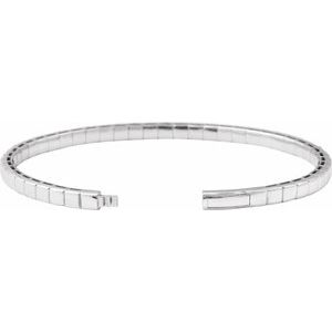 14K White Gold 4 CTW Natural Diamond  Flexible Bangle 7" Bracelet – image 3