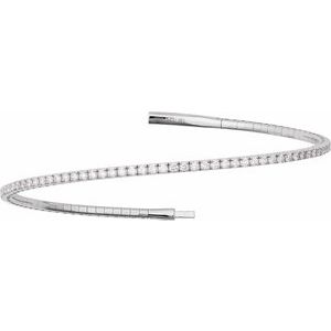 14K White Gold 1 1/2 CTW Lab-Grown Diamond Flexible Bangle 7" Bracelet – image 2