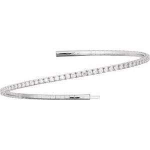 14K White Gold 3 CTW Lab-Grown Diamond Flexible Bangle 7" Bracelet – image 2