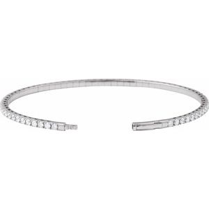 14K White Gold 3 CTW Natural Diamond Flexible Bangle 7" Bracelet – image 3