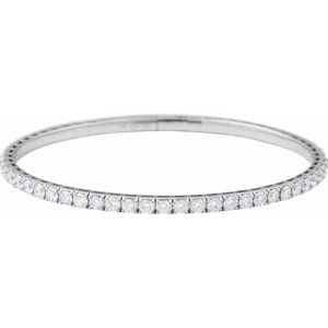 14K White Gold 5 CTW Natural Diamond Flexible Bangle 7" Bracelet