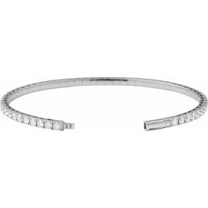 14K White Gold 5 CTW Lab-Grown Diamond Flexible Bangle 7" Bracelet – image 3