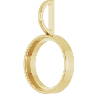 14K Yellow Gold 11 mm Round Cabochon Charm/Pendant Mounting – image 4
