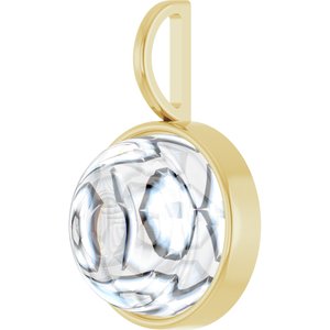 14K Yellow Gold 11 mm Round Cabochon Charm/Pendant Mounting – image 3