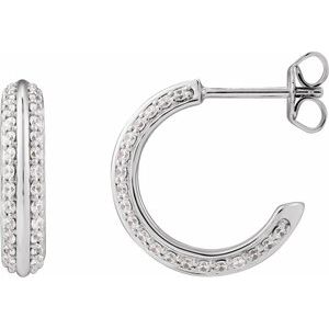 Sterling Silver 5/8 CTW Natural Diamond Hoop Earrings