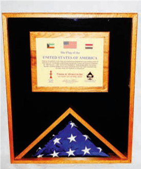 Military Memorial Flag Medal and Certificate Display Case,Oak