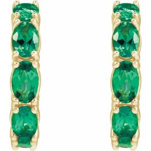 14K Yellow Gold Lab-Grown Blue Sapphire 18.2 mm Hoop Earrings – image 5