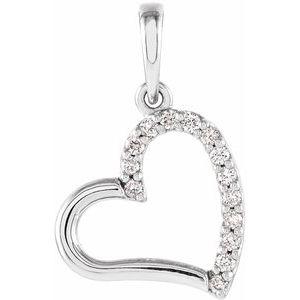 14K White Gold .07 CTW Natural Diamond Heart Pendant