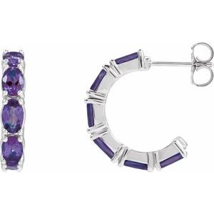Platinum Natural Amethyst 18.2 mm Hoop Earrings