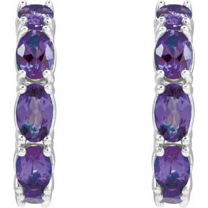 Sterling Silver Natural Amethyst 18.2 mm Hoop Earrings – image 2