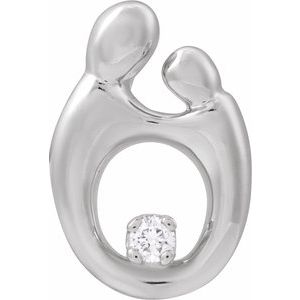 14K White Gold .03 CT Natural Diamond Mother and Child® Slide Pendant