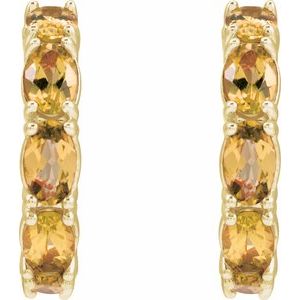 14K Yellow Gold Natural Citrine 18.2 mm Hoop Earrings – image 2