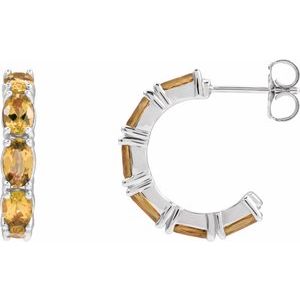 Sterling Silver Natural Citrine 18.2 mm Hoop Earrings
