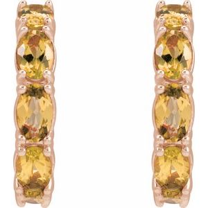 14K Rose Gold Natural Citrine 18.2 mm Hoop Earrings