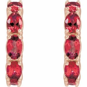 14K Rose Gold Natural Ruby 18.2 mm Hoop Earrings – image 2