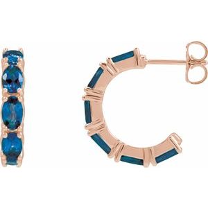 14K Rose Gold Lab-Grown Blue Sapphire 18.2 mm Hoop Earrings
