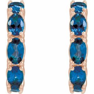 14K Rose Gold Natural Blue Sapphire 18.2 mm Hoop Earrings