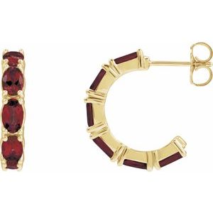 14K Yellow Gold Natural Mozambique Garnet 18.2 mm Hoop Earrings