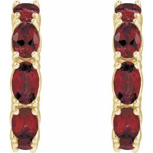 14K Yellow Gold Natural Mozambique Garnet 18.2 mm Hoop Earrings