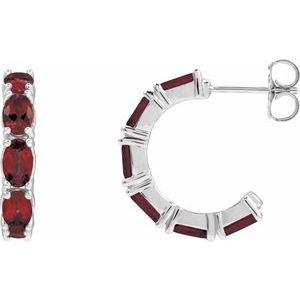Platinum Natural Mozambique Garnet 18.2 mm Hoop Earrings