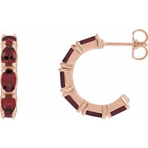 14K Rose Gold Natural Mozambique Garnet 18.2 mm Hoop Earrings