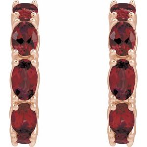 14K Rose Gold Natural Mozambique Garnet 18.2 mm Hoop Earrings