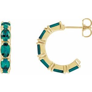 14K Yellow Gold Lab-Grown Alexandrite 18.2 mm Hoop Earrings