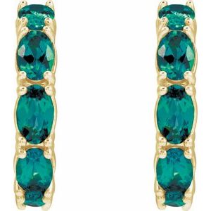 14K Yellow Gold Lab-Grown Alexandrite 18.2 mm Hoop Earrings