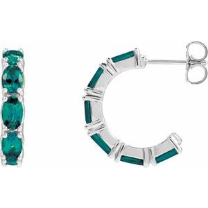 Platinum Lab-Grown Alexandrite 18.2 mm Hoop Earrings
