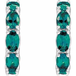 Sterling Silver Lab-Grown Alexandrite 18.2 mm Hoop Earrings – image 2