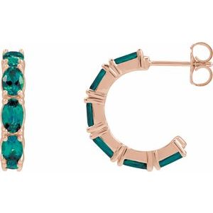 14K Rose Gold Lab-Grown Alexandrite 18.2 mm Hoop Earrings