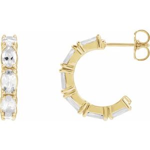 14K Yellow Gold Natural White Sapphire 18.2 mm Hoop Earrings