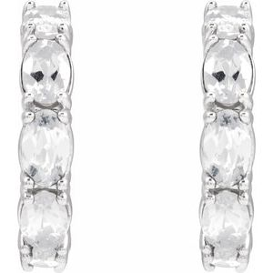 Sterling Silver Natural White Sapphire 18.2 mm Hoop Earrings