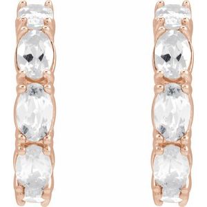 14K Rose Gold Natural White Sapphire 18.2 mm Hoop Earrings – image 2