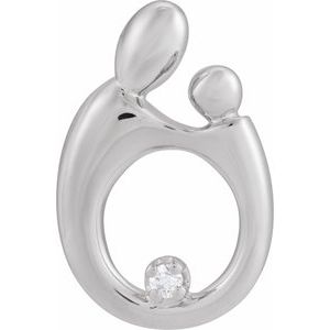 14K White Gold .05 CT Natural Diamond Mother and Child® Slide Pendant
