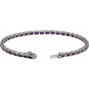 14K White Gold Natural Amethyst Line 7" Bracelet – image 2