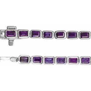 14K White Gold Natural Amethyst Line 7" Bracelet – image 3
